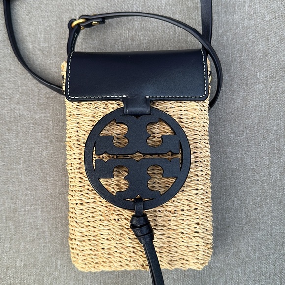 TORY BURCH Miller Straw Phone Crossbody - Midnight - Picture 5 of 16
